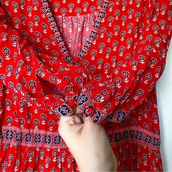 Spell Dress Gypsiana Hi-Low Maxi Tassels Floral Asymmetric Red Bandana S FLAW - Picture 7 of 15